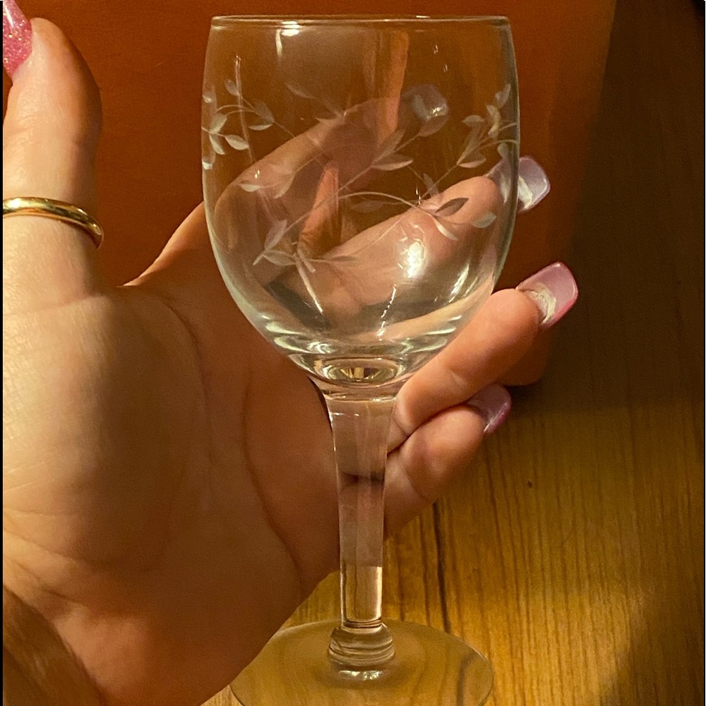 Partial set crystal glasses and pitcher